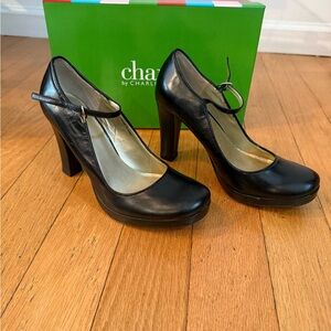 Charles David Black Leather Heels